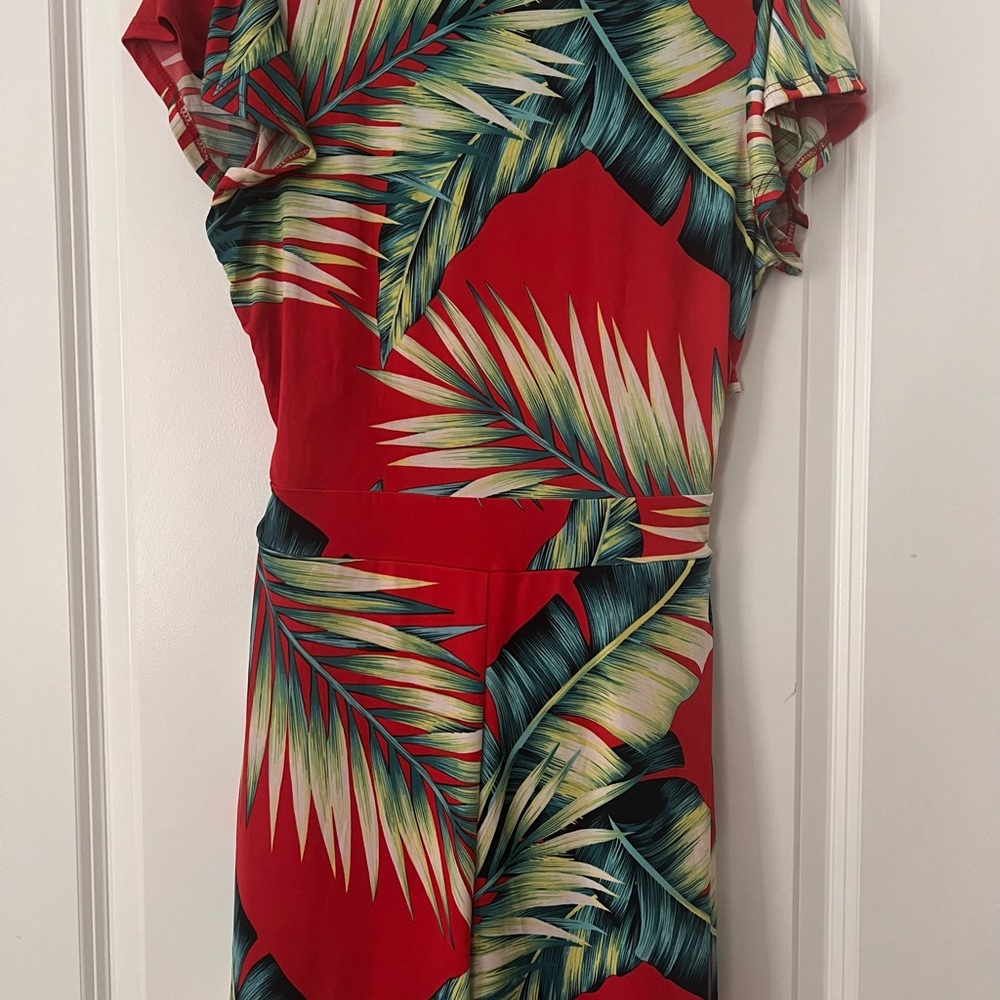 Waist No Time Tropical Romper - Red/combo